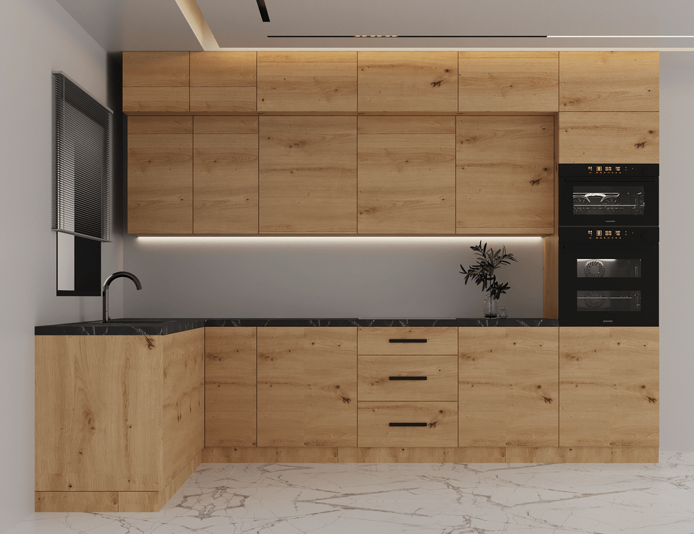 Winkelküche K105-G330 – Nexa Woodline – Praktisch durchdacht für Ihr Zuhause