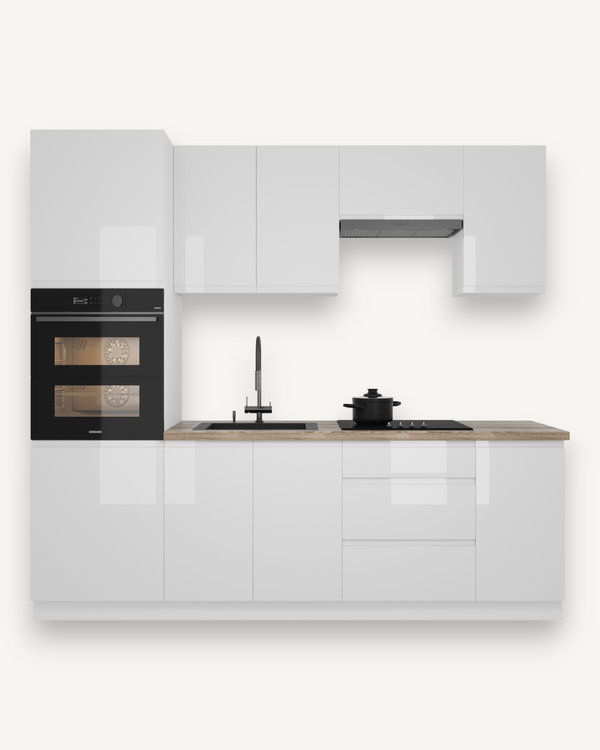 Küchenzeile K101-G240 - Aspen Weiß - Stilvoll kochen auf kleinem Raum - ROYAL24_MARKT