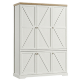 Bellmont Geräumiger 6-türiger Kleiderschrank im eleganten Landhausstil – Opalweiß / Cremona Eiche