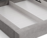 Polsterbett 06 Bouclé – Tresor – Bett mit Bettkasten, Metall-Lattenrost und modernem Design