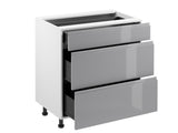Unterschrank 80 cm – Velmora D80S3 Grau/Hochglanz