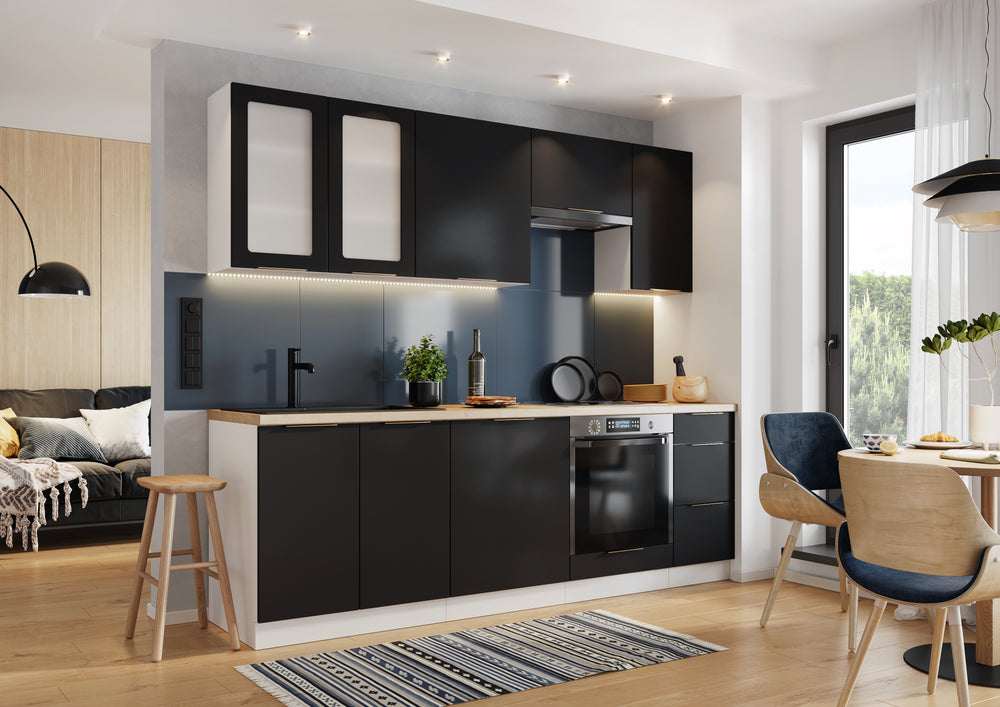 Küchenzeile – KS20-G240 – Dnoria Schwarz – Ideal für moderne Wohnkonzepte