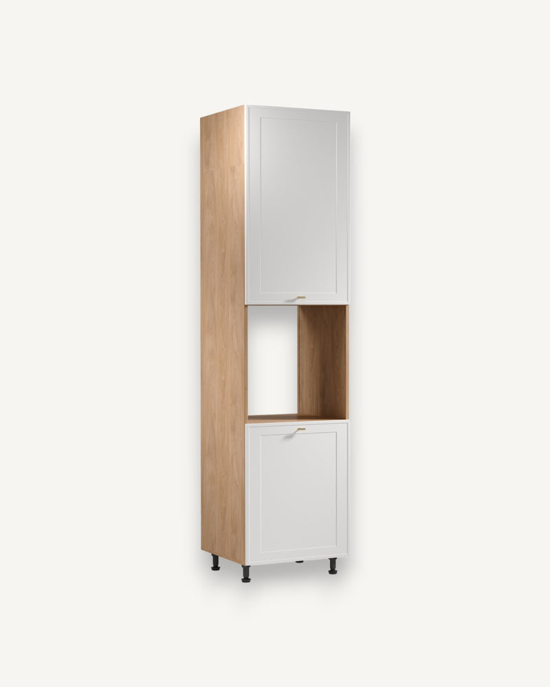 Mikrowellenumbauschrank D60PWN P/L – Sorento Sonoma Eiche Weiß – Elegante und effektive Organisation.