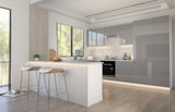 Velmora U-Form Küche KÜ-AS-010 – 310 × 289 × 210 cm – Grau Hochglanz – mit viel Stauraum und MDF-Fronten