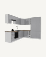 Winkelküche K94-G270 - Aspen Grau - Perfekte Raumnutzung - ROYAL24_MARKT