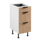 Unterschrank  D40S3 AX - Sorento Weiß Sonoma Eiche - Praktisches Design mit 3 Schubladen. - ROYAL24_MARKT