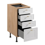 Unterschrank  D40S4 AX - Sorento Sonoma Eiche Weiß - Markantes Design mit 4 Schubladen für mehr Organisation. - ROYAL24_MARKT