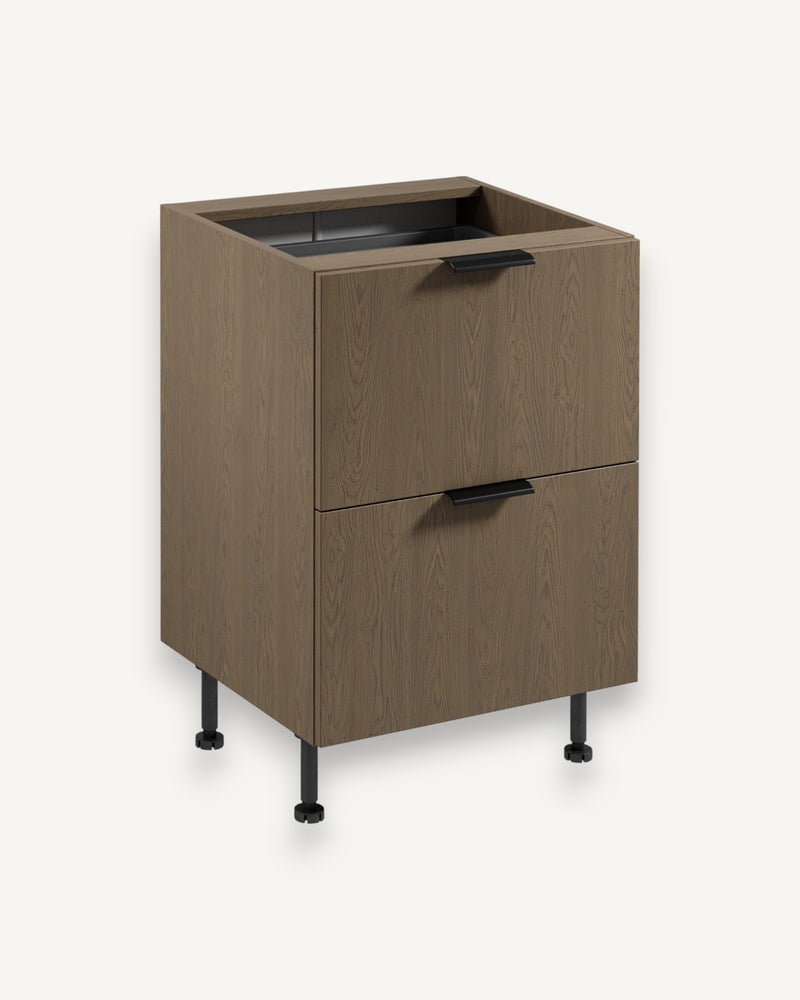 Unterschrank D60S2+1 AX – Sorento Dunkle Eiche – Perfekter Begleiter für jede Küche.