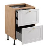 Unterschrank D60S2+1 AX - Sorento Sonoma Eiche Weiß - Elegantes und langlebiges Design für Ihre Küche. - ROYAL24_MARKT
