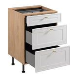 Unterschrank D60S3 AX - Sorento Sonoma Eiche Weiß - Hervorragende und effiziente Organisation für Ihre Küche. - ROYAL24_MARKT
