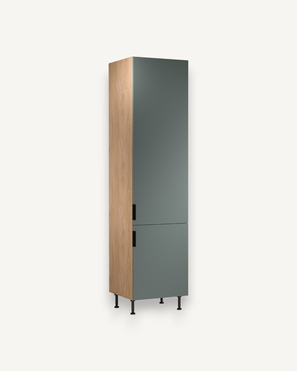 Hochschrank D60T P/L AX – Sorento Grün Sonoma Eiche – Stauraum in der Höhe optimal genutzt.