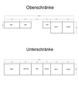 Velmora Küchenmöbel-Set KÜ06-A 360 cm – Grau & Weiß Moderne Küchenzeile großzügigem Stauraum