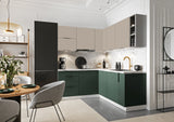 Küchenmöbel-Set Morvex KS9-G370 – Kompakte Winkelküche integrierter Dunstabzugslösung