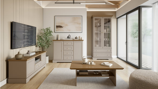 Castello Wohnzimmer-Set 3-teilig – Elegante Landhausmöbel in Kaschmir / Mavelie Eiche