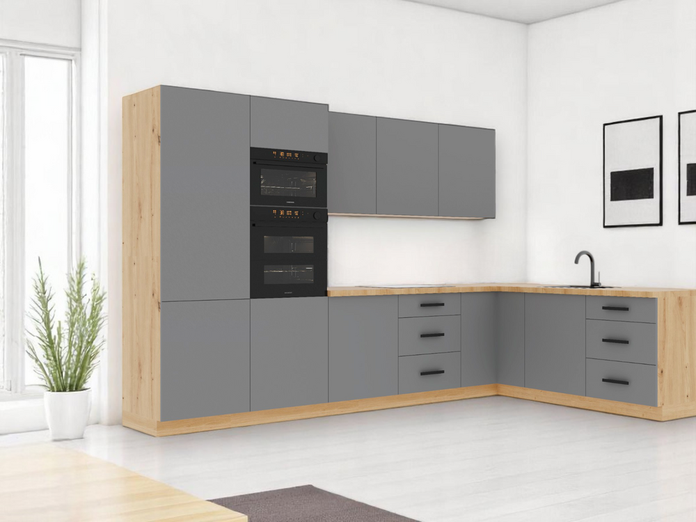 Winkelküche K100-G330 – Nexa Beige – mit System – durchdacht geplant