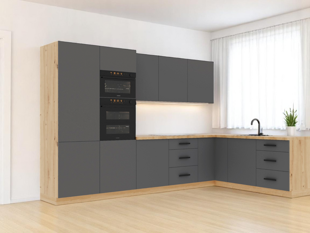 Winkelküche K100-G330 – Nexa – Grau – mit System – durchdacht geplant