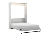 Rosello Schrankbett 140×200 cm mit Polsterkopfteil & integrierter LED-Beleuchtung – Modernes platzsparendes Klappbett in Weiß/Beige