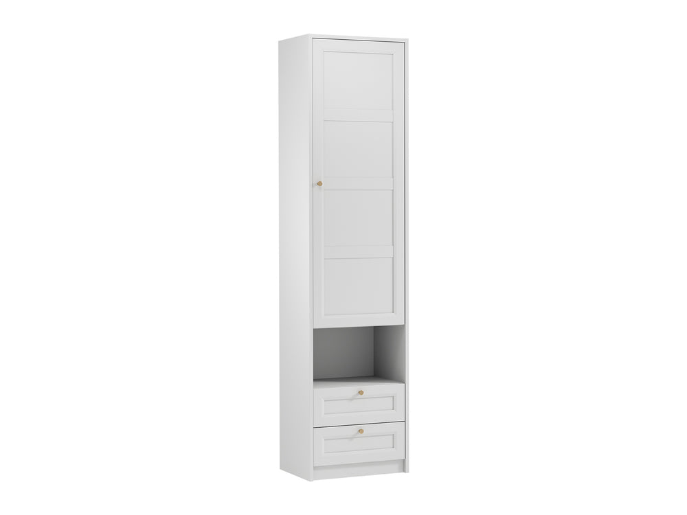 Rosello Eleganter Kleiderschrank mit 1 Tür und 2 Schubladen – Stilvoll und Platzsparend in Weiß