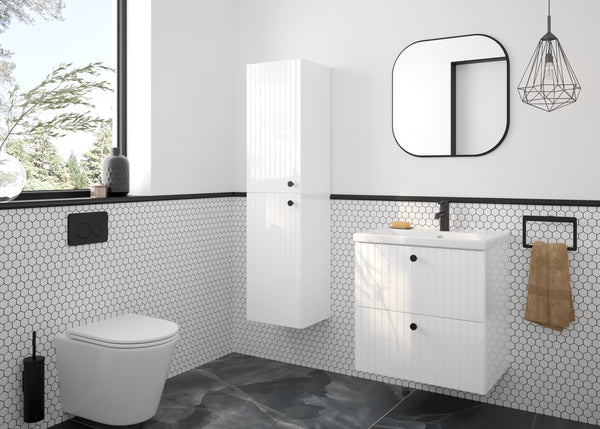 Badezimmer Set - Rietti 60 cm - Weiß Hochglanz - ROYAL24_MARKT