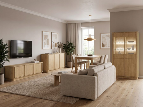Rivello Stilvolle Kommode mit 3 Türen – Modernes Design in Baltic Dune