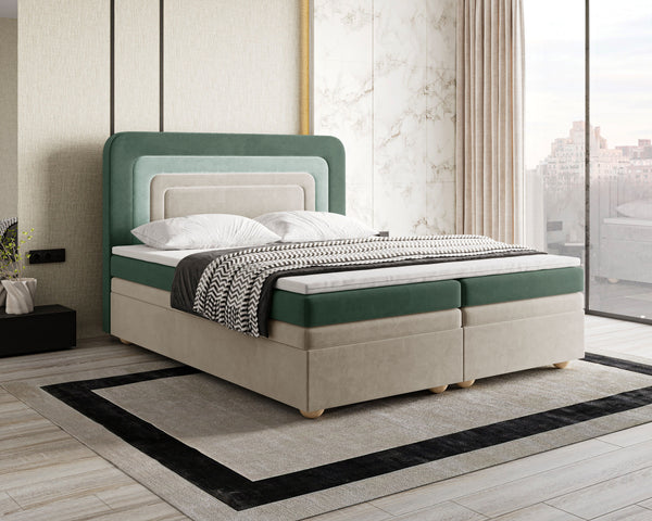 Boxbett – Bett 10 NEST – Riviera – Modernes Polsterbett mit Bettkasten