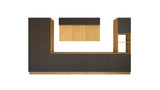 Nexa Küchenmöbel-Set KÜ03-L – Grau & Woodline – Stilvolle 460 cm Küchenlösung mit maximalem Stauraum und moderner Eleganz
