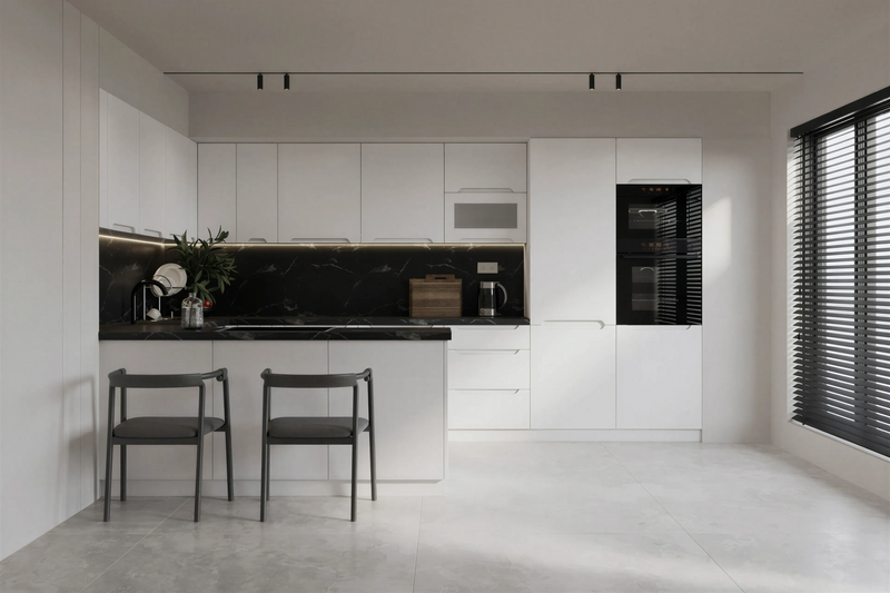 Küchenzeile – KS27-G390x260 – Zivora Weiß / Matt – Komfort und Design perfekt vereint
