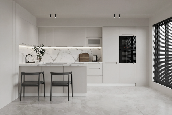 Küchenzeile – KS27-G390x260 – Zivora Hellgrau – Komfort und Design perfekt vereint