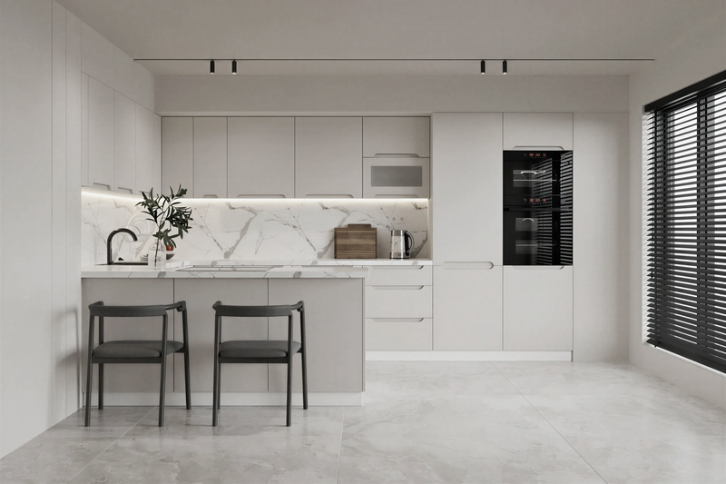 Küchenzeile – KS27-G390x260 – Zivora Hellgrau – Komfort und Design perfekt vereint