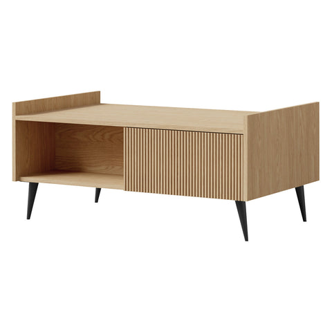 Ademo Couchtisch 100 cm mit Klappe und offenem Fach – Frühlingseiche