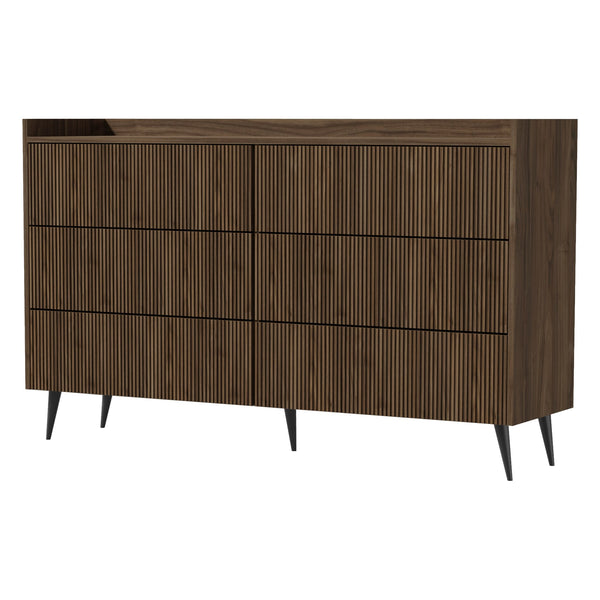 Ademo Kommode 150 cm mit 6 Schubladen – Walnuss
