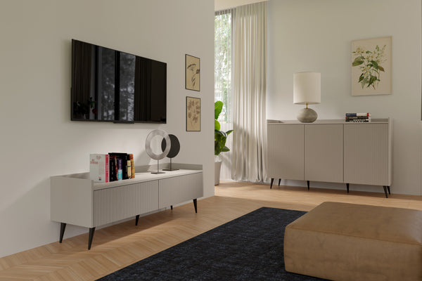 Ademo Wohnzimmer-Set 2-teilig mit Sideboard und TV-Lowboard – Kaschmir