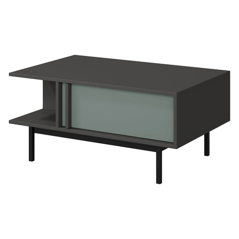 Alsy Couchtisch 93 cm mit Schublade und offenem Fach – Anthrazit / Aloe
