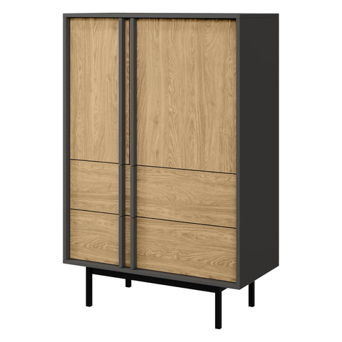 Alsy Highboard in Anthrazit / Eiche geölt