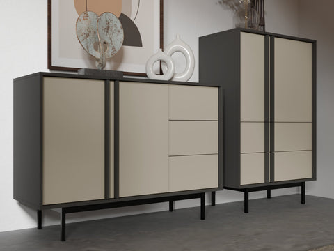 Alsy Highboard in Anthrazit / Hellbeige – Ansicht 2