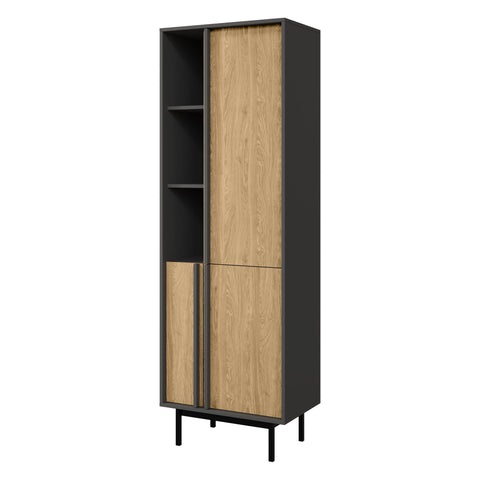 Alsy Hochschrank schmal (Standregal) in Anthrazit / Eiche geölt