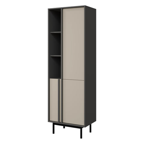 Alsy Hochschrank schmal (Standregal) in Anthrazit / Hellbeige
