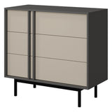 Alsy Kommode 93 cm mit 3 Schubladen – Anthrazit / Hellbeige