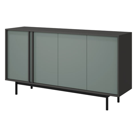 Alsy Sideboard 163 cm mit 4 Türen – Anthrazit / Aloe