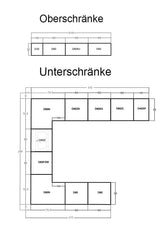 Velmora U-Form Küche KÜ-AS-010 – 310 × 289 × 210 cm – Grau Hochglanz – mit viel Stauraum und MDF-Fronten