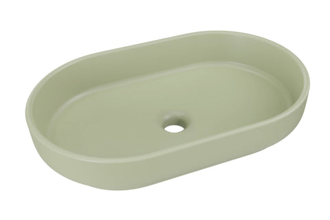 Aufsatzwaschbecken Riva II 55 × 35 cm – Grün, matt, oval – Olivgrün