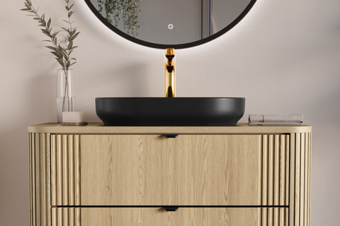 Aufsatzwaschbecken Riva II 55 × 35 cm – Schwarz, matt, oval – Ansicht 6