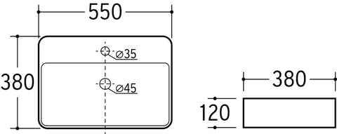 Aufsatzwaschbecken Trusta 55 × 38 cm – Weiß, glänzend, eckig – Ansicht 4