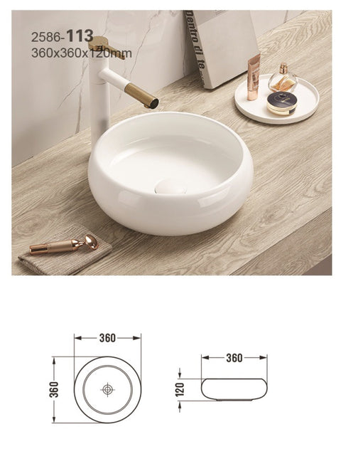 Aufsatzwaschbecken Wika 36 × 36 cm – Cappuccino matt, rund – Ansicht 6