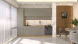 Nexa Küchenzeile KÜ06-L – Beige – 300 cm – Moderne Familienküche mit Hochschrank und großzügigem Stauraum