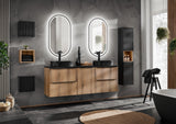 Badezimmer-Hängeschrank Novira Coast Evoke Eiche 40 × 57 × 39 cm mit Wäschekorb – Chrom glänzend – Ansicht 2