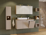 Badezimmer-Hängeschrank Novira Kaschmir matt 40 × 57 × 39 cm mit Wäschekorb – Ansicht 8