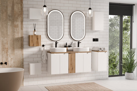 Badezimmer-Hängeschrank Novira Weiß matt 30 × 57 × 39 cm mit 1 Tür – Ansicht 6