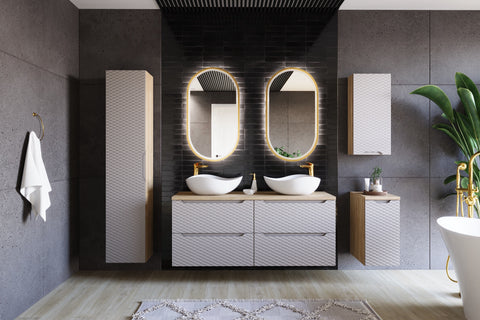 Badezimmer-Hängeschrank Oceana Beige 30 × 57 × 46 cm mit 1 Tür – Ansicht 5