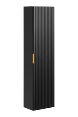 Badezimmer-Hochschrank Ardena Schwarz matt / Innenseite Graphit 35 × 140 × 25 cm mit 1 Tür – Ansicht 2